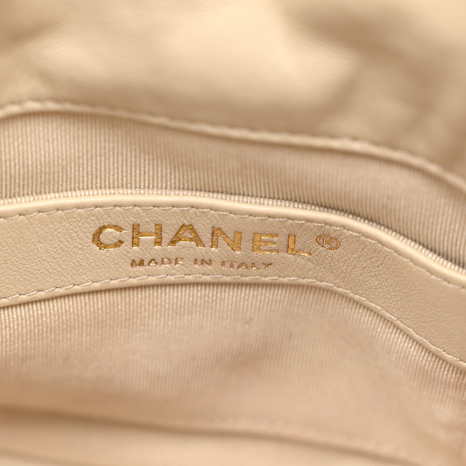 Chanel Lambskin Bucket Chain Drawstring Bag Beige 6 of 10