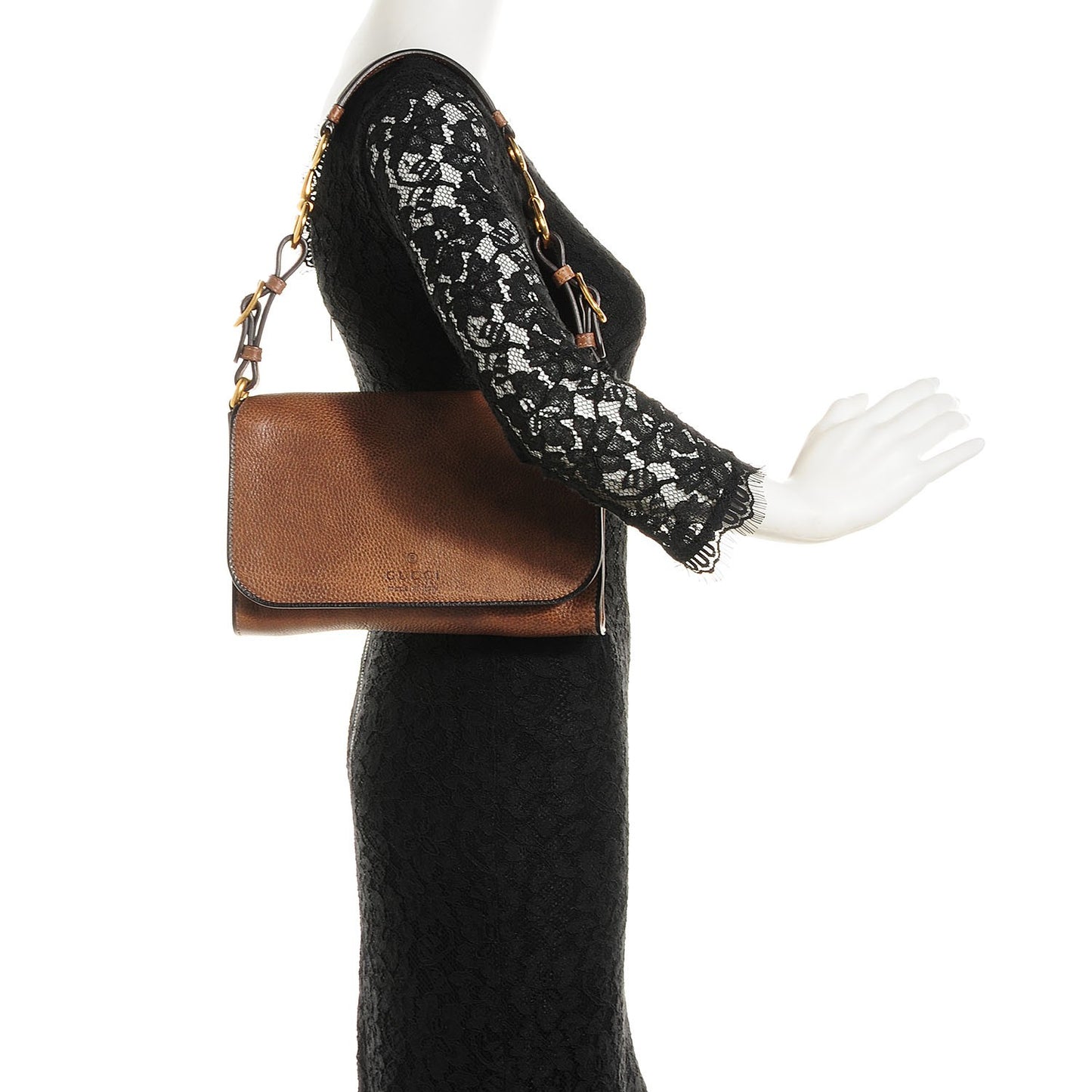 Calfskin Small Harness Shoulder Bag Acero Mushroom