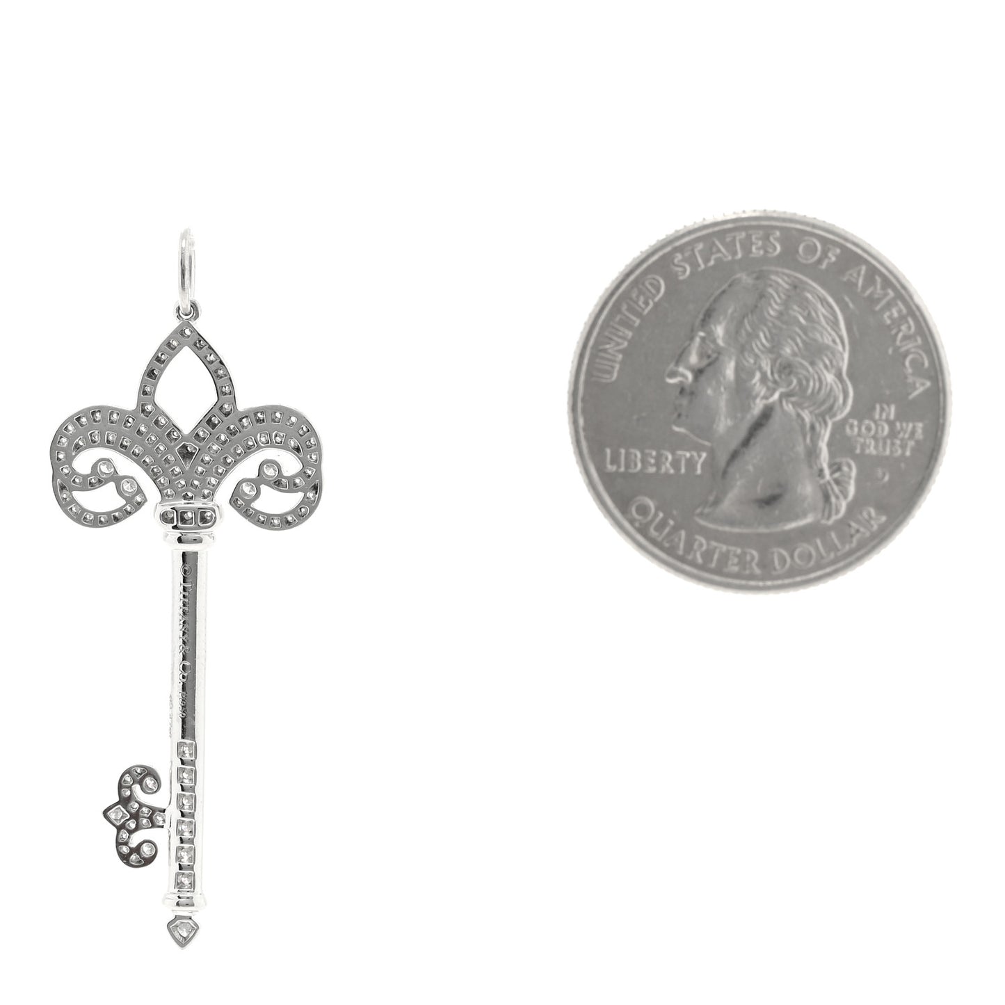 Platinum Diamond .37ct Fleur De Lis Key Pendant