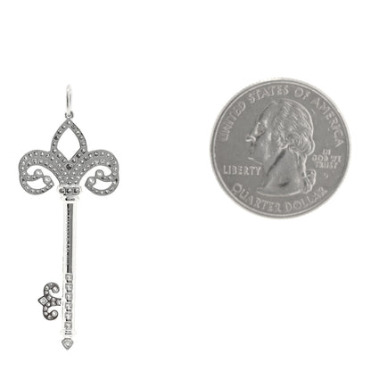 Tiffany Platinum Diamond .37ct Fleur De Lis Key Pendant 2 of 3