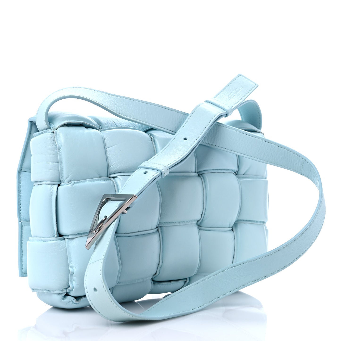 Nappa Maxi Intreccio Padded Cassette Crossbody Bag Ice