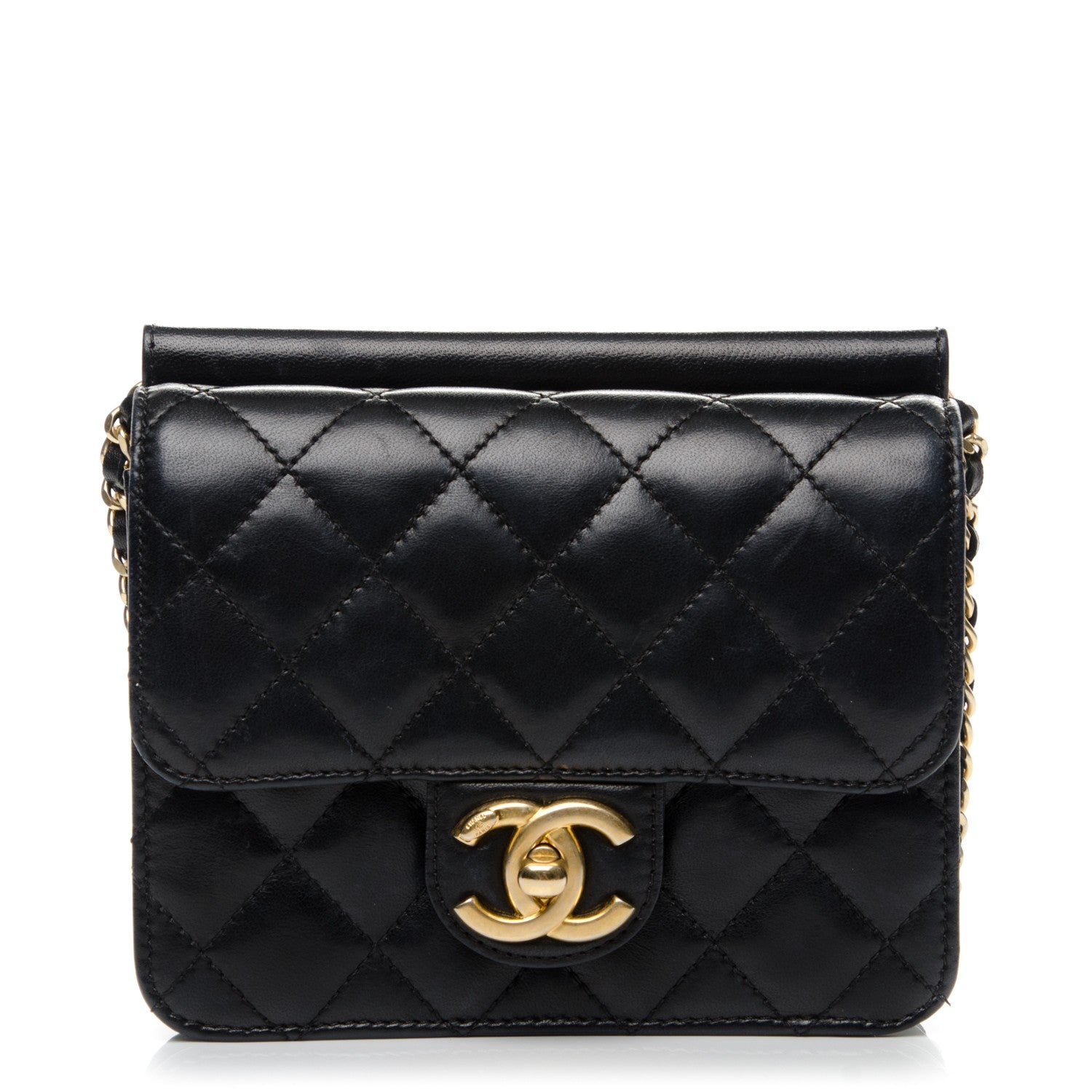 Chanel Lambskin Quilted Crossing Times Mini Flap Black 1 of 8