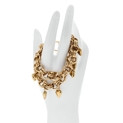 Saint Laurent Multi Chain Heart Charm Bracelet Gold 2 of 4