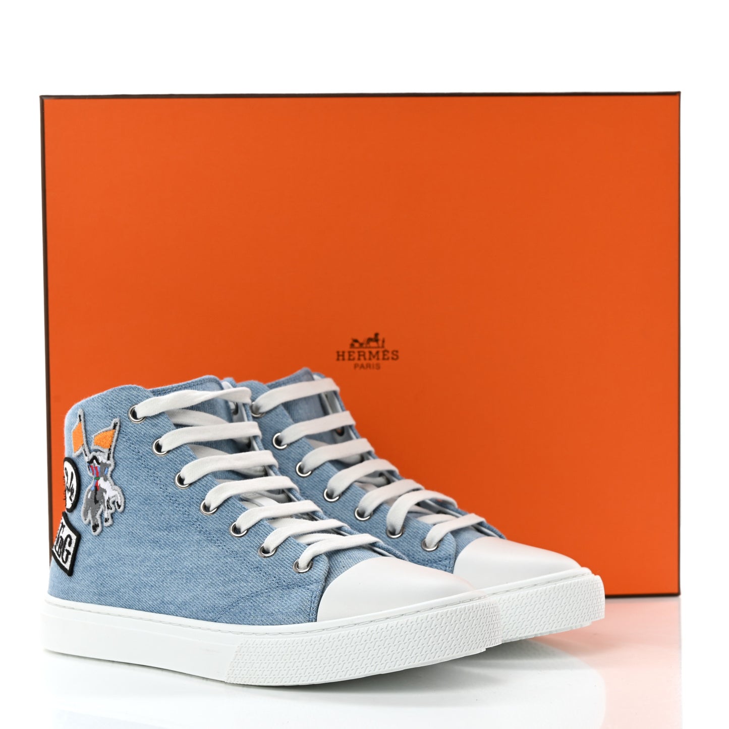 Denim Illico High Top Sneakers 37 Bleu Clair White