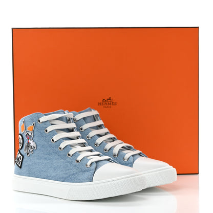 Hermes Denim Illico High Top Sneakers 37 Bleu Clair White 8 of 8