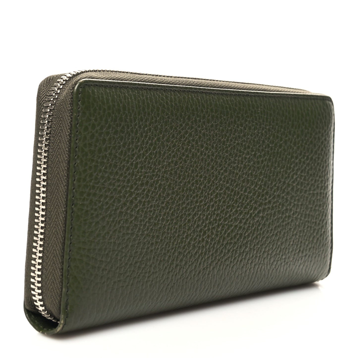 Dollar Calfskin Monochrome GG Marmont Zip Around Wallet Military Wood