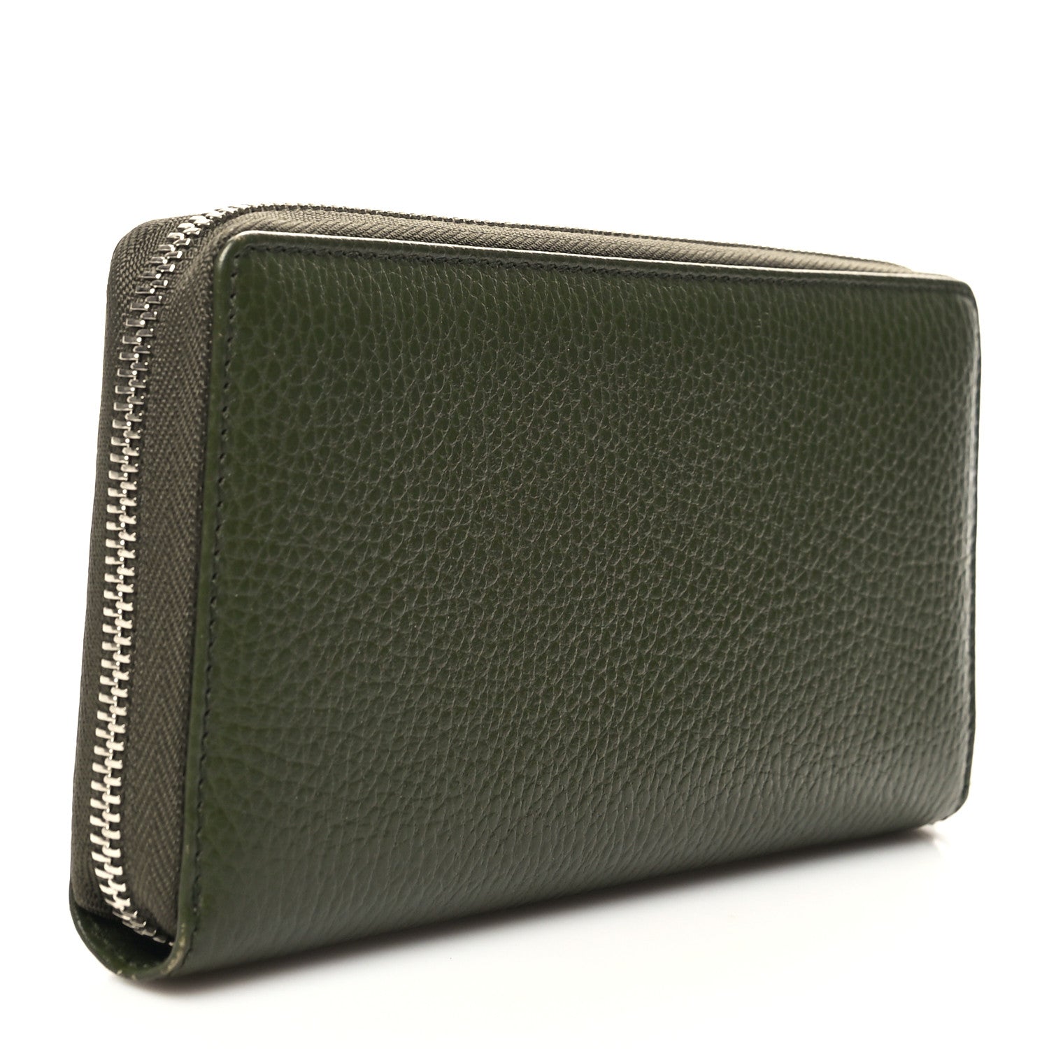 Gucci Dollar Calfskin Monochrome GG Marmont Zip Around Wallet Military Wood 3 of 9