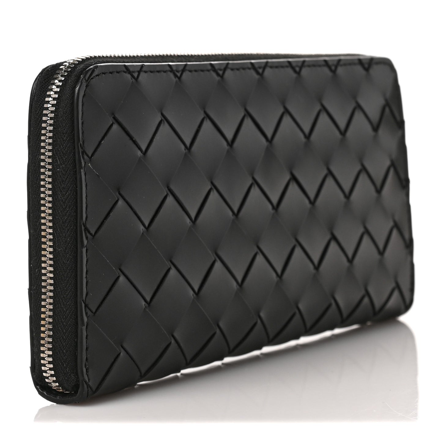 Nappa Intrecciato Zip Around Wallet Black
