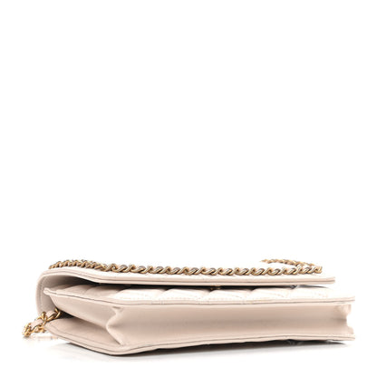 Chanel Lambskin Quilted Chain Around Wallet On Chain WOC Beige 4 of 12