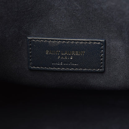 Saint Laurent Calfskin Crocodile Embossed Small Supple Sac de Jour Navy 6 of 11
