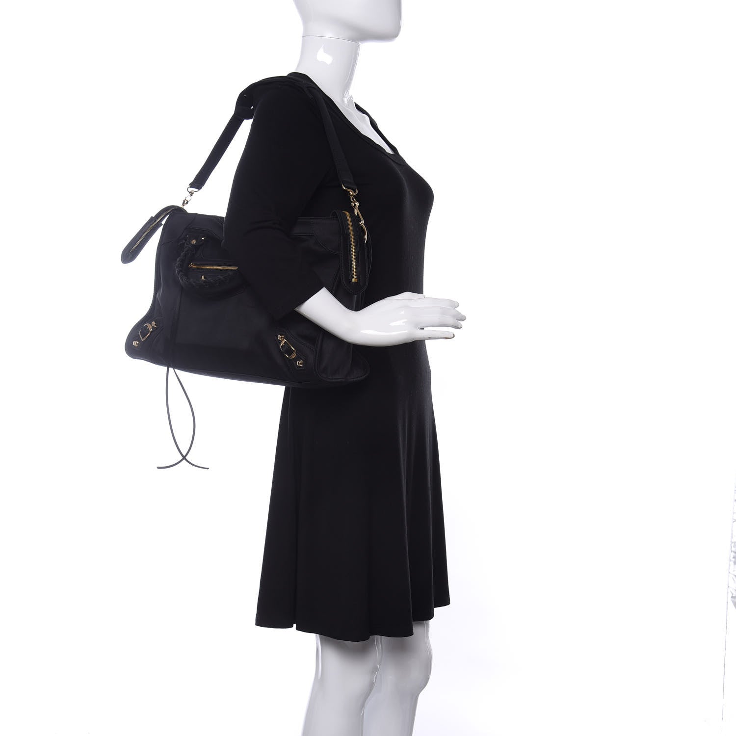 Balenciaga Satin Classic Gold Hardware City Black 2 of 10