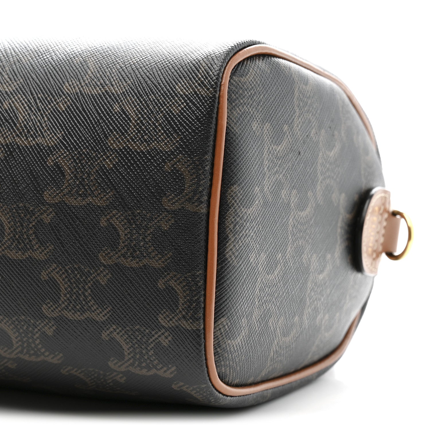 Celine Triomphe Canvas Calfskin Small Boston Bag Tan 11 of 11