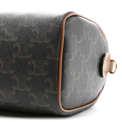 Celine Triomphe Canvas Calfskin Small Boston Bag Tan 11 of 11