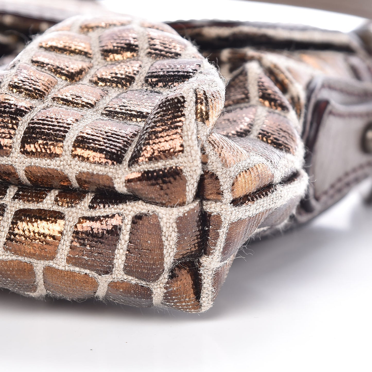Metallic Canvas Crocodile Effect Mini Shoulder Bag Bronze