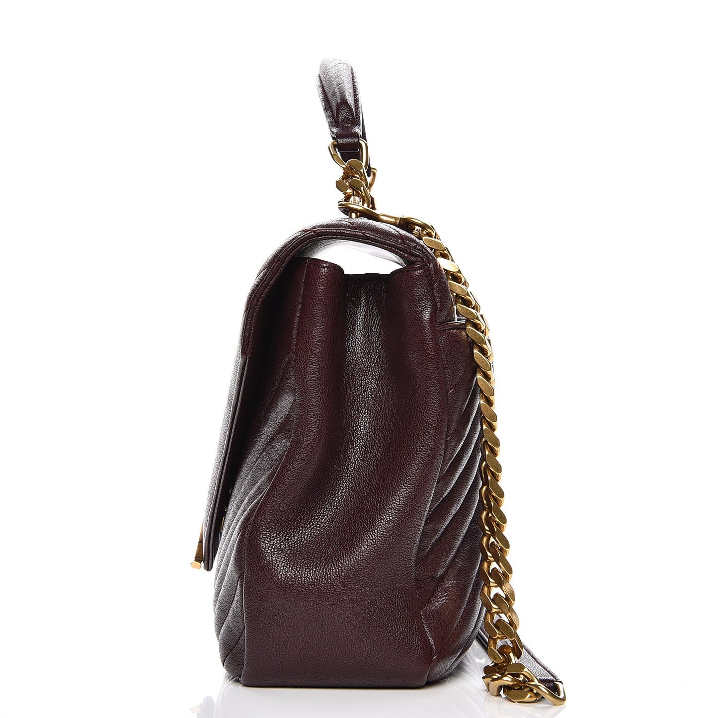 Sheepskin Matelasse Chevron Monogram Large College Satchel Amaranto