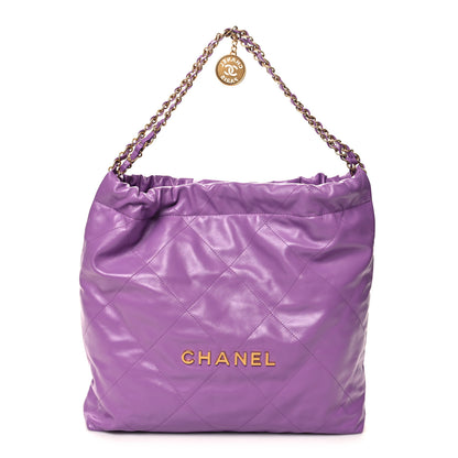 Chanel Shiny Calfskin Quilted Chanel 22 Purple 1 of 12