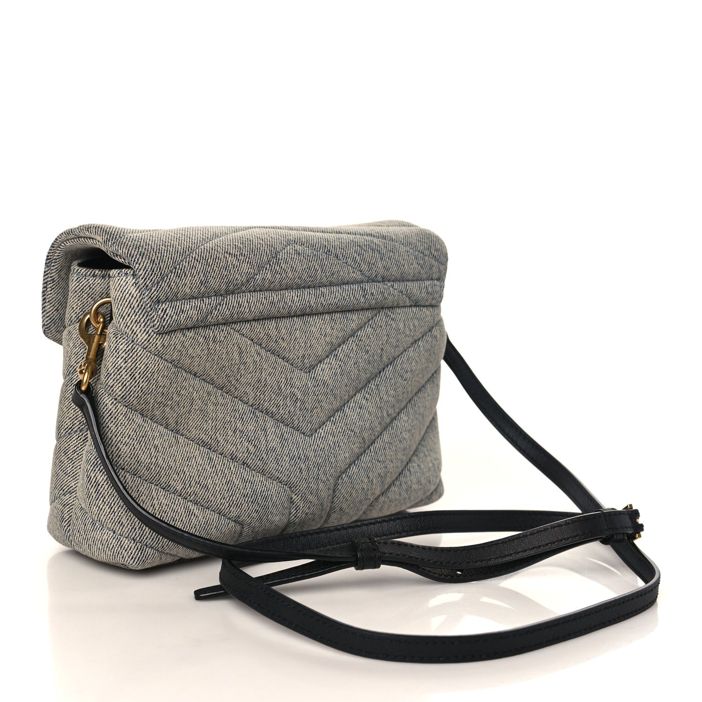 Denim Y Quilted Monogram Toy Loulou Crossbody Bag Grey