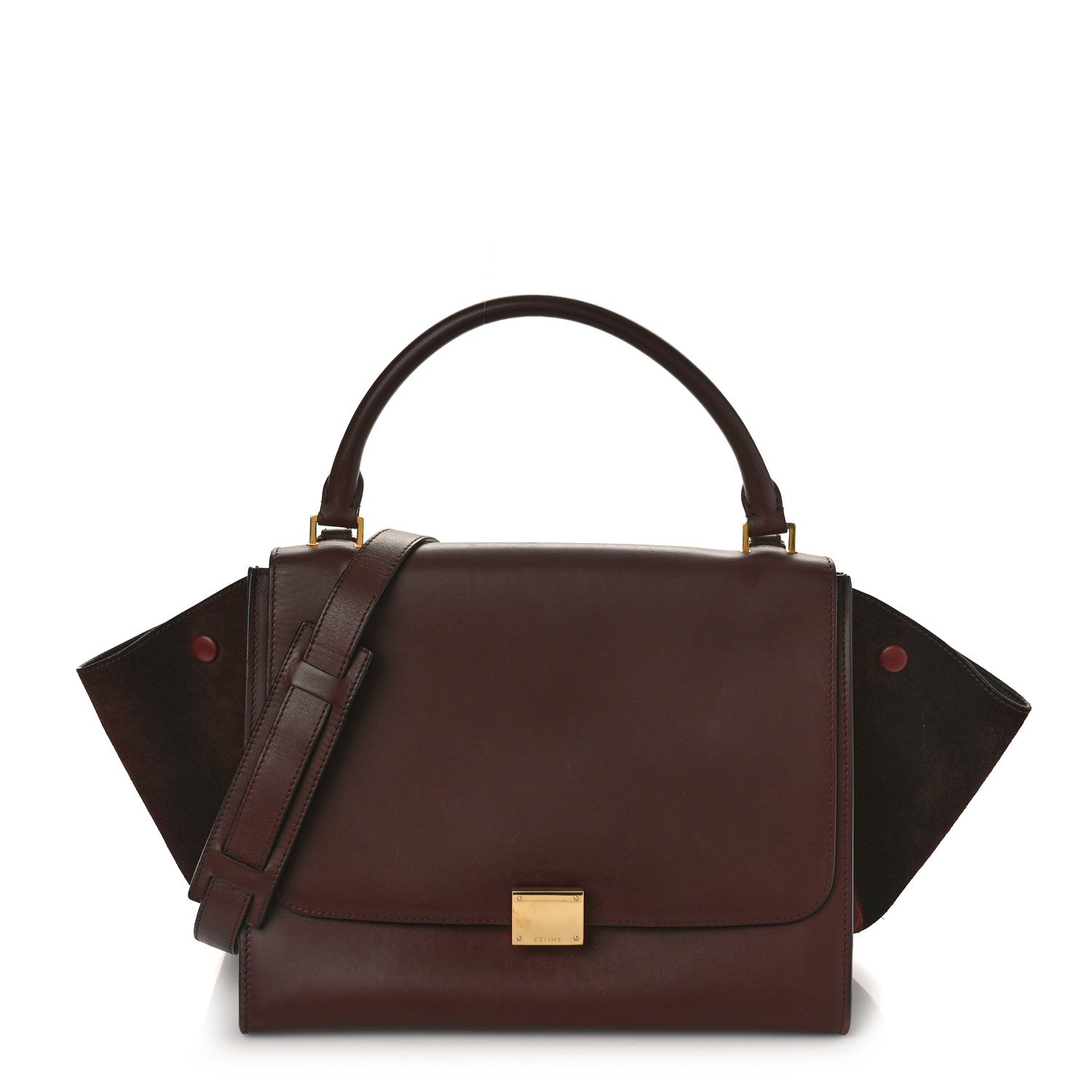 Celine Smooth Calfskin Suede Medium Trapeze Burgundy 1 of 10