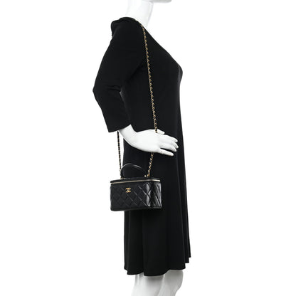 Chanel Lambskin Quilted Small Top Handle Vanity Case With Chain Black 2 of 10
