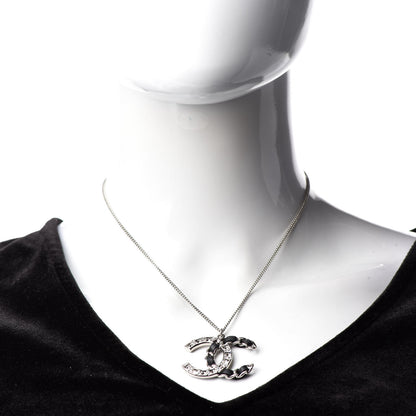 Chanel Lambskin Baguette Crystal CC Necklace Black Silver 2 of 6
