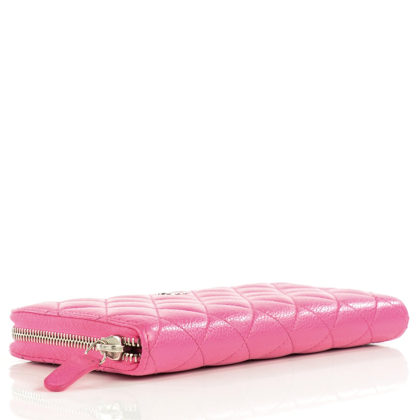 Caviar Quilted Large Gusset Zip Around Wallet Pink