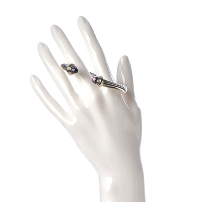 David Yurman Sterling Silver 14K Yellow Gold Amethyst 7mm Cable Classics Bracelet 2 of 5