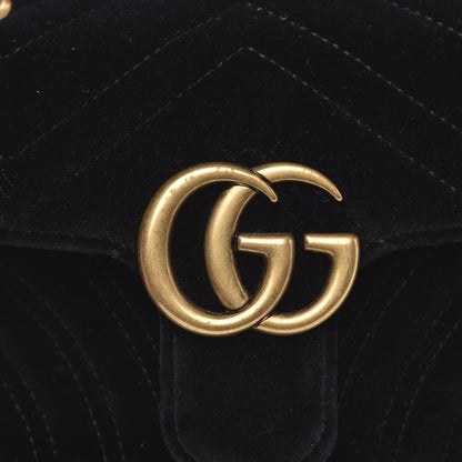 Gucci Velvet Matelasse Mini GG Marmont Shoulder Bag Black 10 of 12