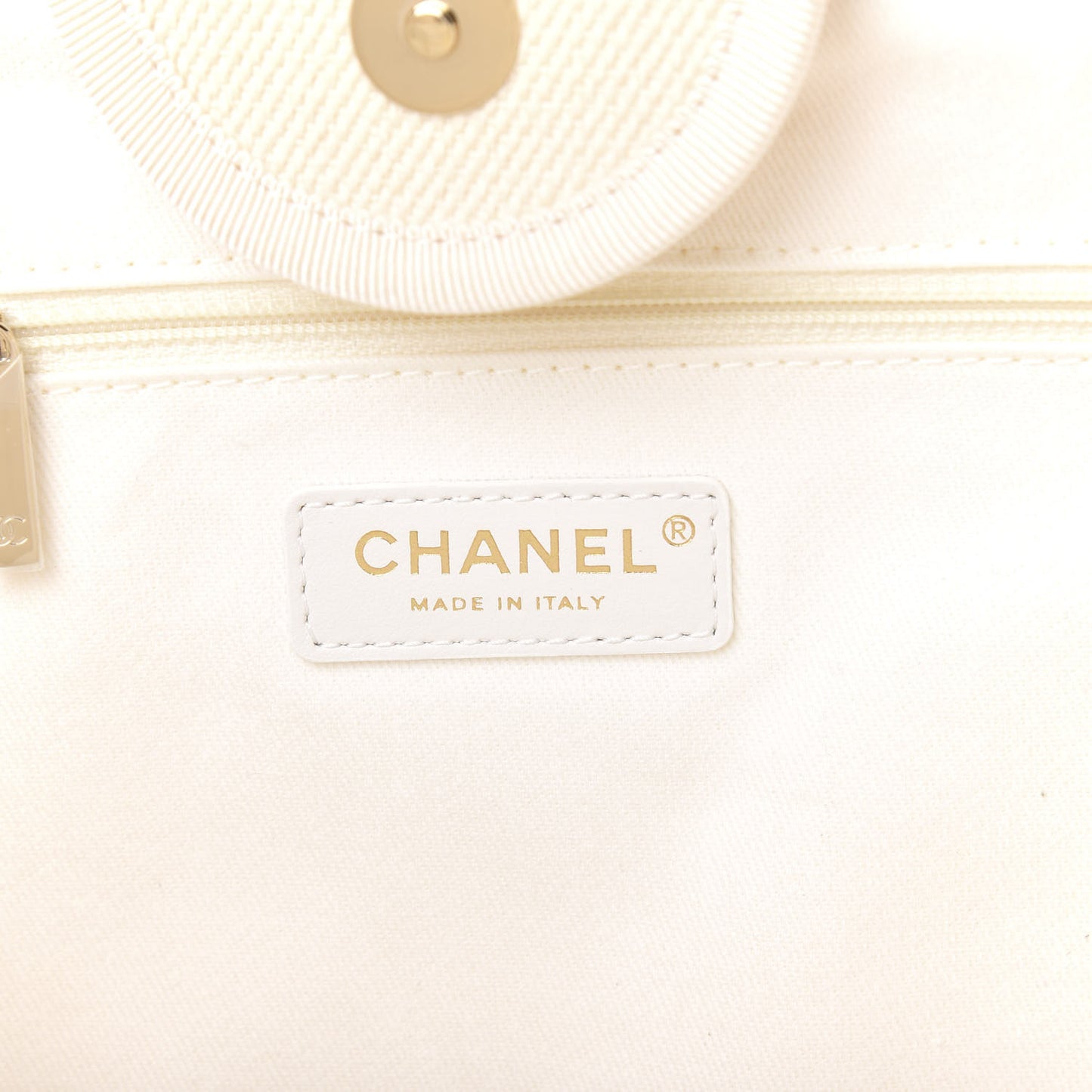 Canvas Pearl Medium Deauville Tote Ecru Beige