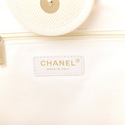 Chanel Canvas Pearl Medium Deauville Tote Ecru Beige 5 of 9