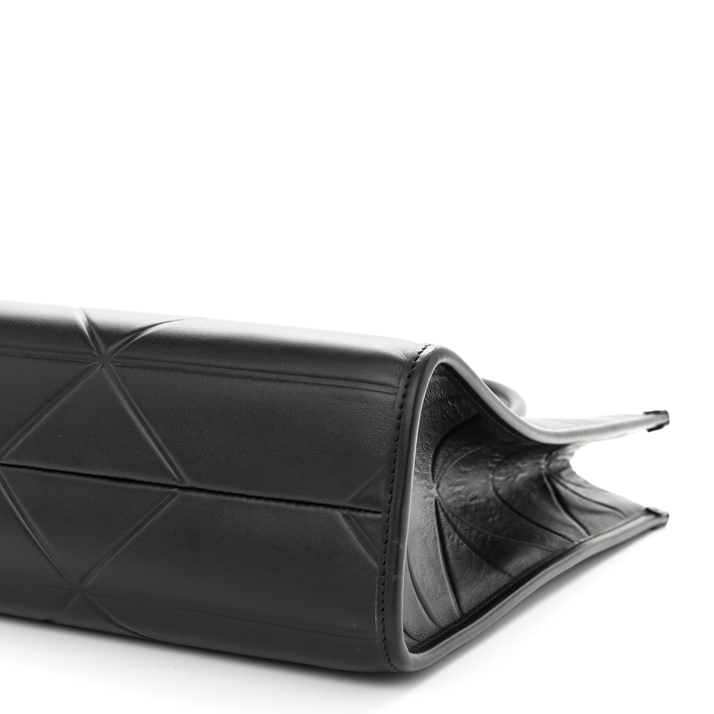 Soft Calfskin Triangolo Symbole Embossed Large Tote Black