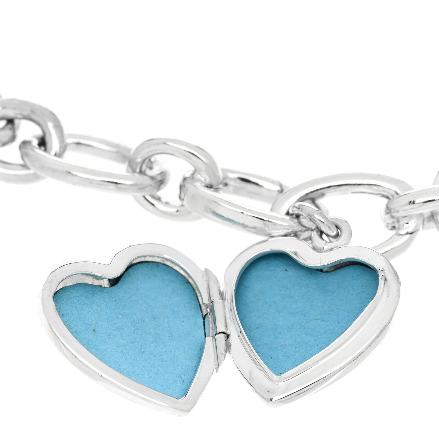 Sterling Silver Heart Locket Charm Bracelet