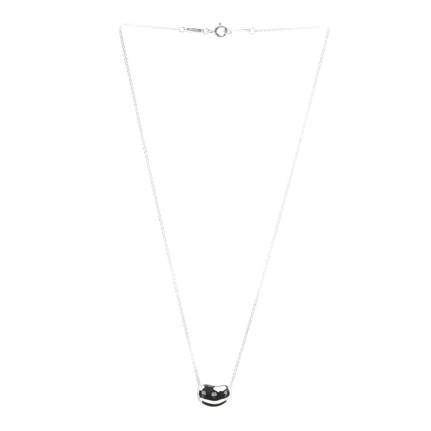 Tiffany Sterling Silver 14mm Elsa Peretti Bean Pendant Necklace 3 of 5