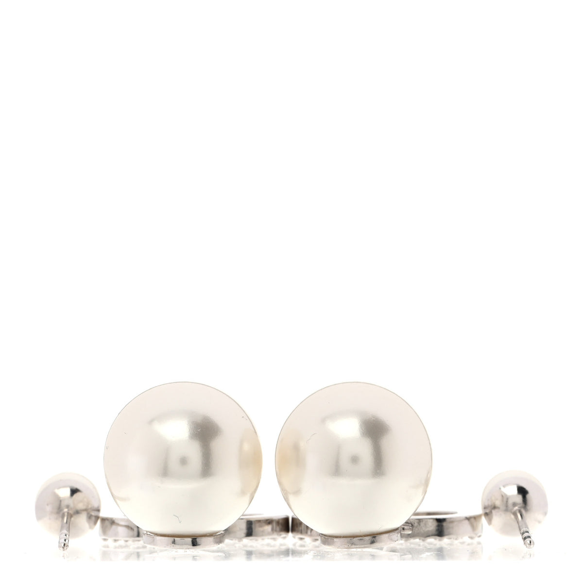 Christian Dior Pearl Crystal Tribal CD Drop Earrings Silver 3 of 5