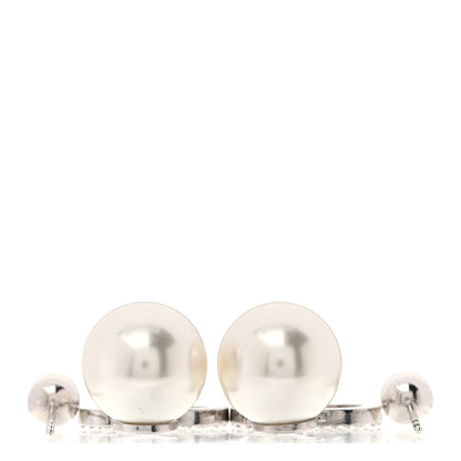 Christian Dior Pearl Crystal Tribal CD Drop Earrings Silver 3 of 5