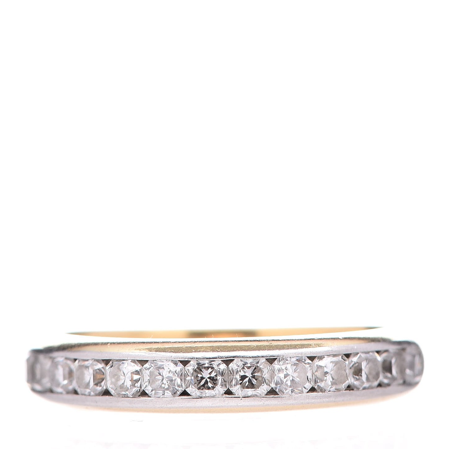 18K Yellow Gold Platinum Diamond Lucida Half Circle Band Ring 56 7.5