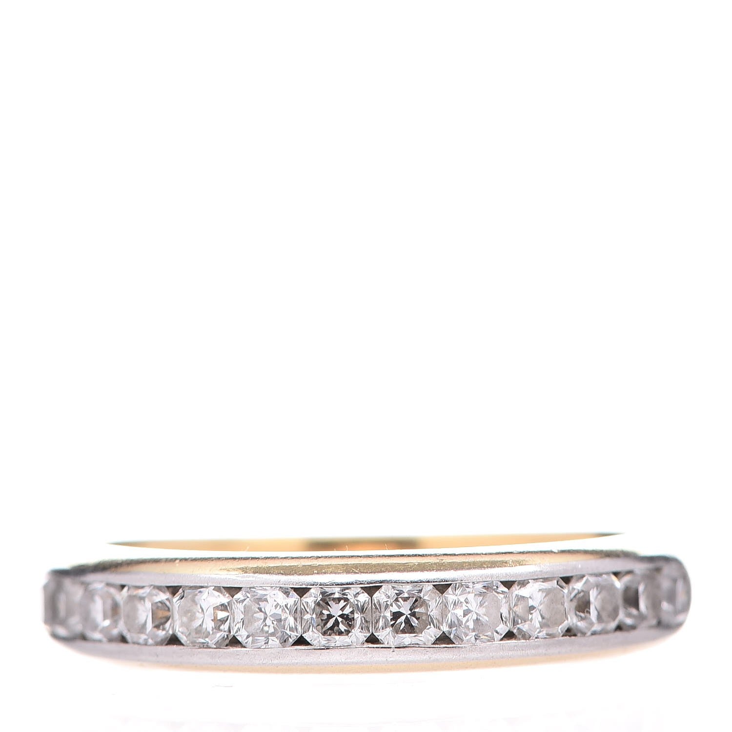 Tiffany 18K Yellow Gold Platinum Diamond Lucida Half Circle Band Ring 56 7.5 1 of 6
