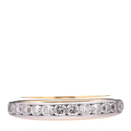 Tiffany 18K Yellow Gold Platinum Diamond Lucida Half Circle Band Ring 56 7.5 1 of 6