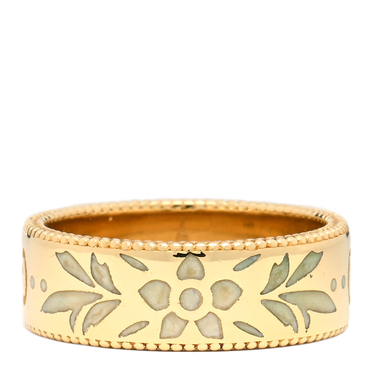 Gucci 18K Yellow Gold Enamel 6mm Icon Blooms Ring 49 4.75 2 of 3