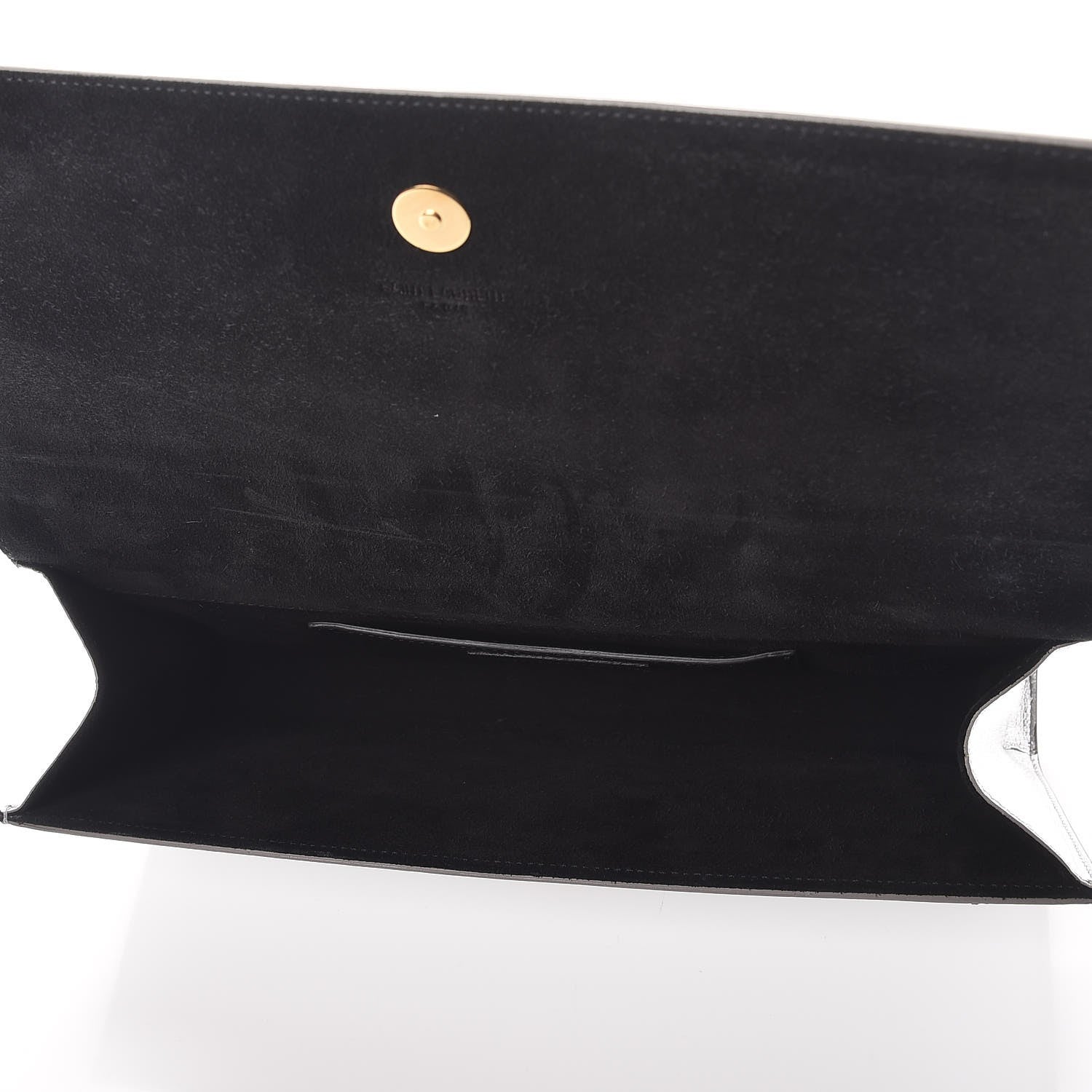 Saint Laurent Metallic Calfskin Classic Monogram Cassandre Clutch Argento 5 of 11