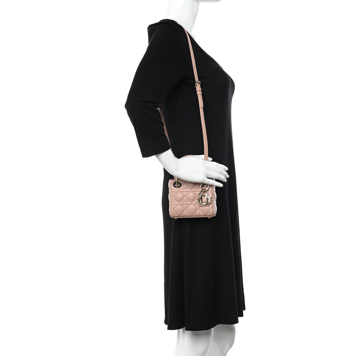 Christian Dior Lambskin Cannage Micro Lady Dior Rose Des Vents 2 of 10