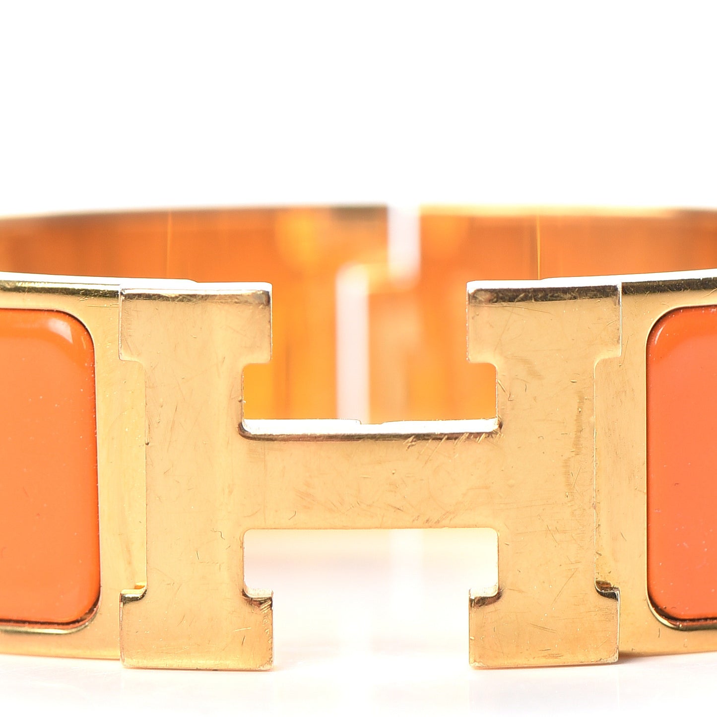 Enamel Wide Clic Clac H Bracelet GM Orange