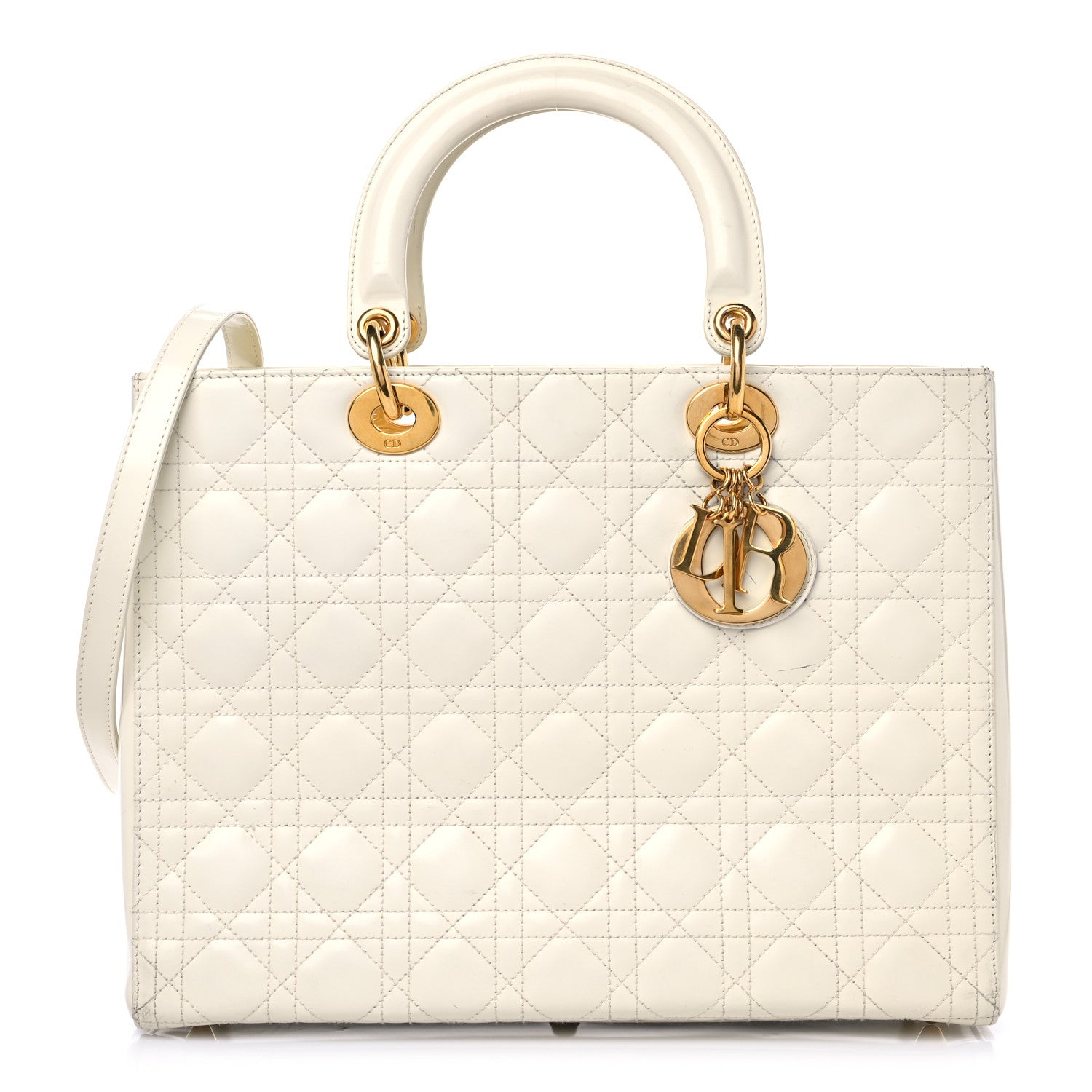Christian Dior Lambskin Cannage Large Lady Dior White 1 of 15