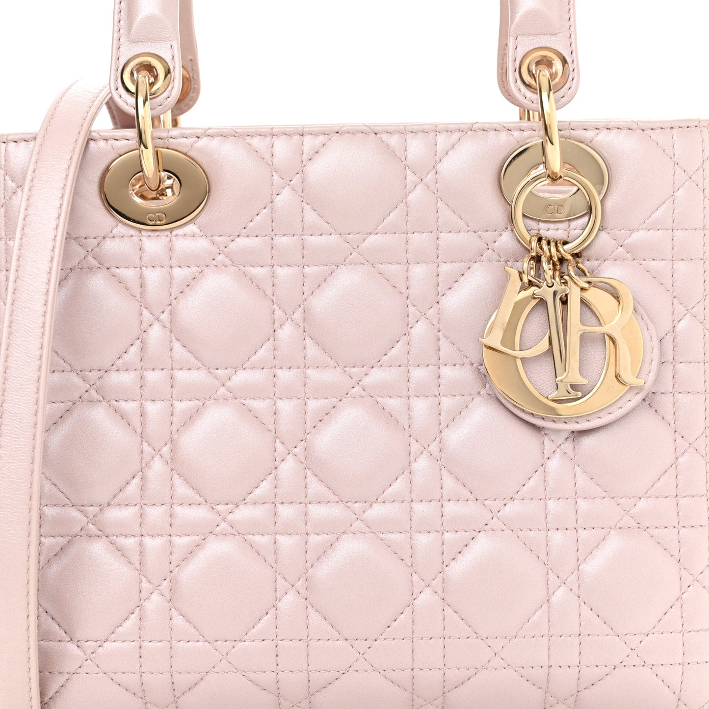 Pearly Lambskin Cannage Medium Lady Dior Lotus