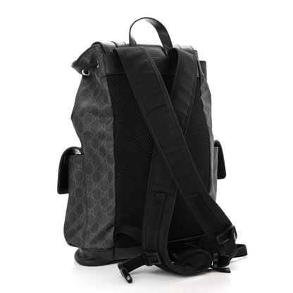 Gucci Soft GG Supreme Monogram Appia Calfskin Web Double Buckle Backpack Black 3 of 13