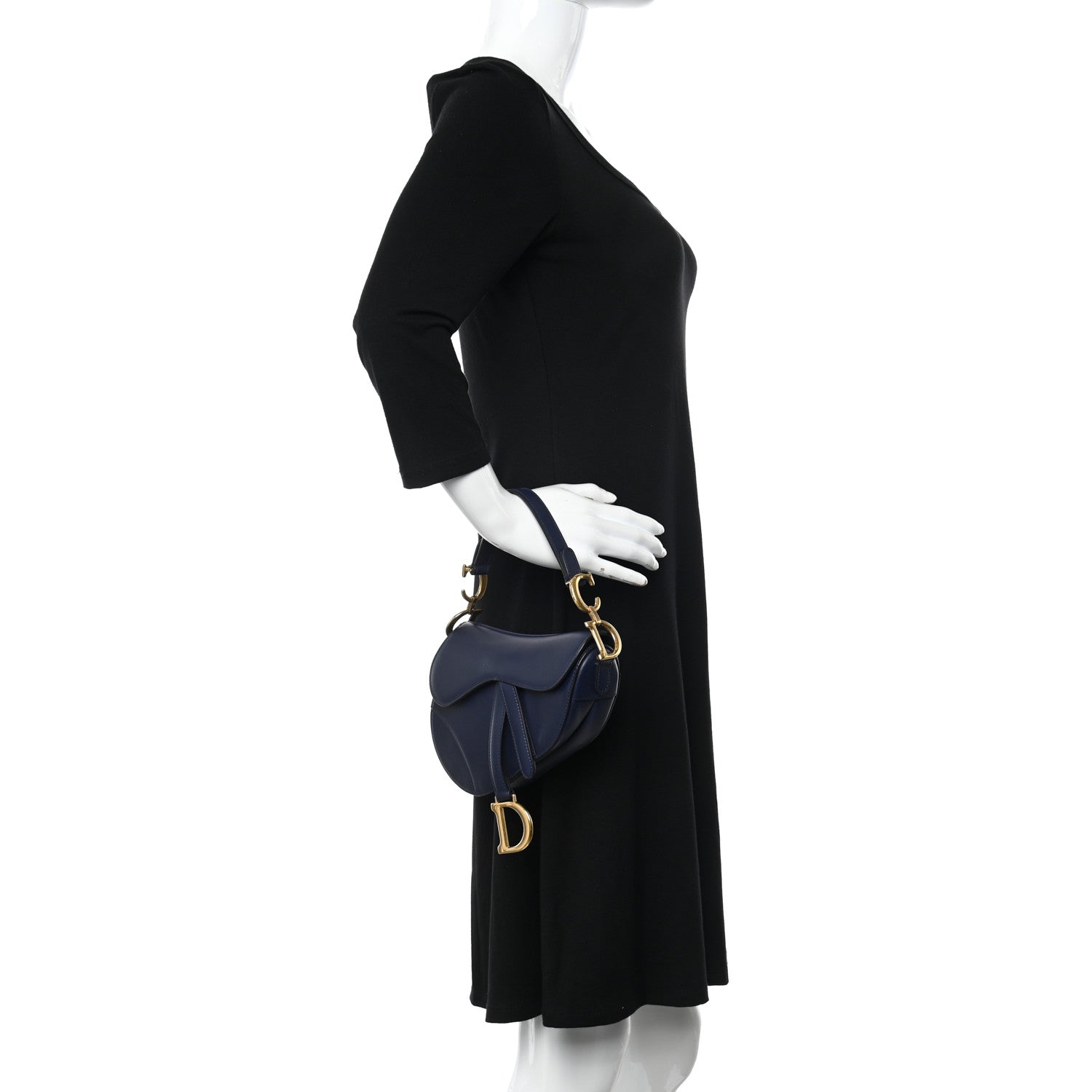 Christian Dior Grained Calfskin Mini Saddle Bag Navy 2 of 10