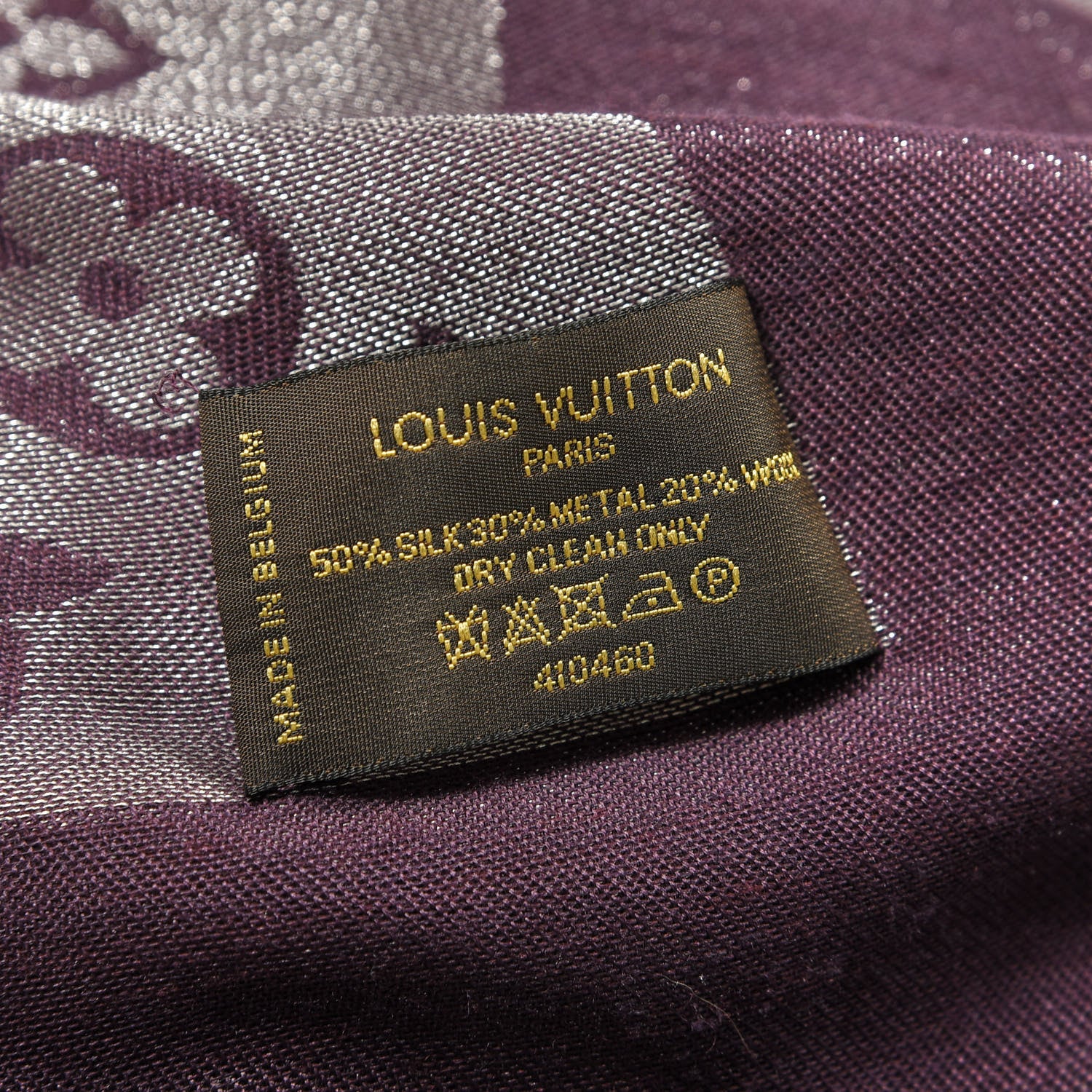 Louis Vuitton Silk Lurex Wool Monogram Shine Shawl Amarante 3 of 4