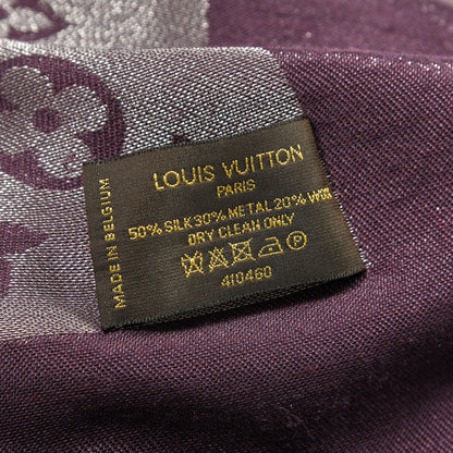 Louis Vuitton Silk Lurex Wool Monogram Shine Shawl Amarante 3 of 4