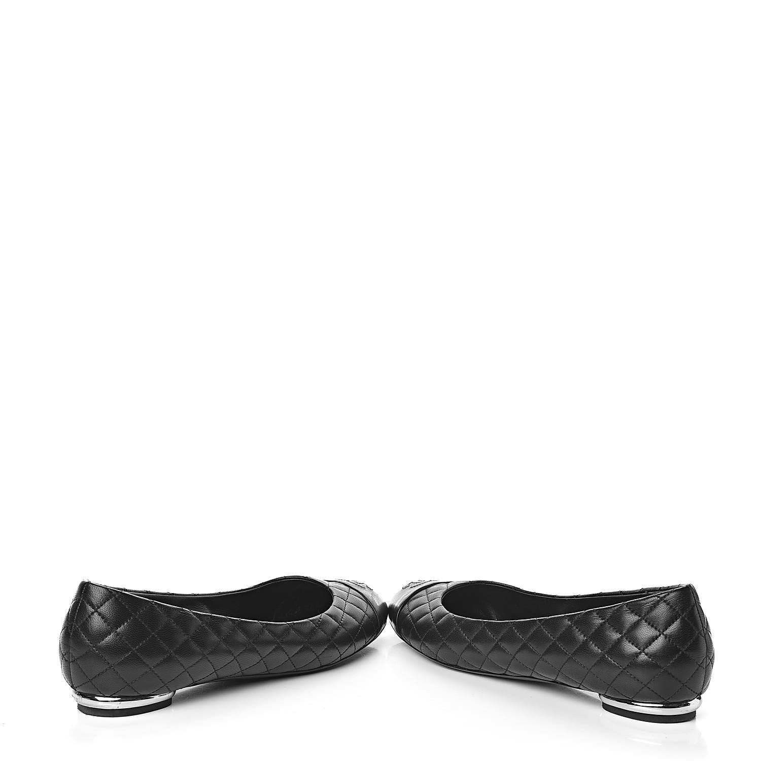 Chanel Lambskin Quilted CC Cap Toe Ballerina Flats 39 Black 10 of 11