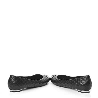 Chanel Lambskin Quilted CC Cap Toe Ballerina Flats 39 Black 10 of 11