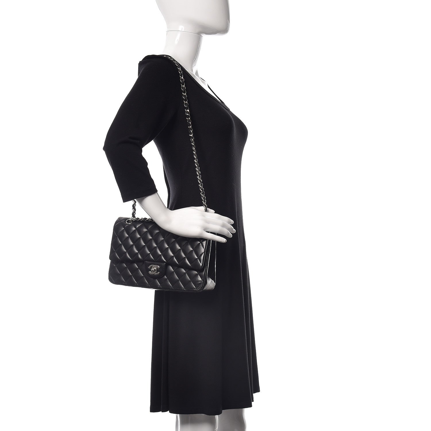 Chanel Lambskin Quilted Medium Double Flap Black 2 of 9